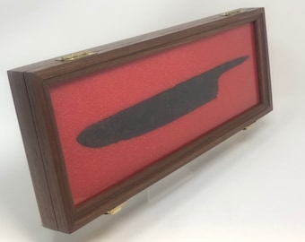 7 X 18 X 2” Walnut, Cherry, Oak Wood Display Case perfect For Knives Arrowheads Collectibles