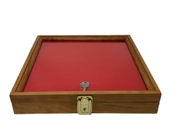 Cherry Wood Display Case 12 x 12 x 2 for Arrowheads Knifes Collectibles & More