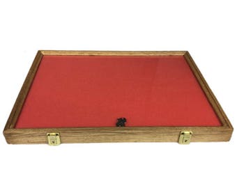 Oak Wood Display Case 18 x 24 x 2 for Arrowheads Knifes Collectibles & More