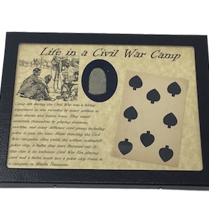 Original Civil War Playing Card & Flatten Relic for Poker Chip in Case and COA