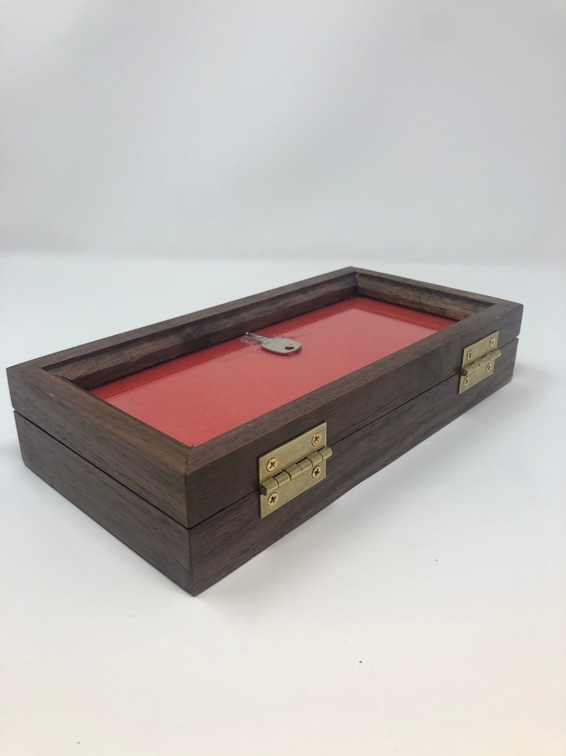 Walnut Wood Display Case 5 x 10 x 2 for Arrowheads Knives Coins /& More