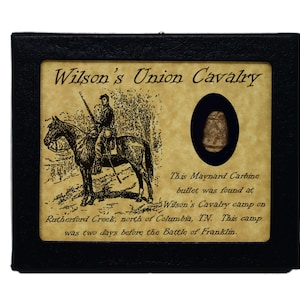 Civil War Wilson&#39;s Union Cavalry Maynard Relic in Glass Topped Matted Display Case with COA