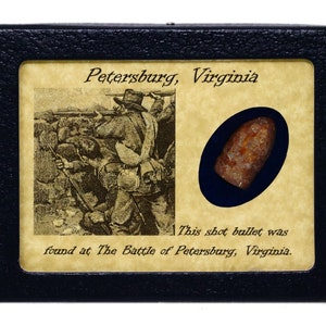 Civil War Relic from The Battle of Petersburg, Virginia with Glass Topped Display Case 3 x 4&quot; and COA