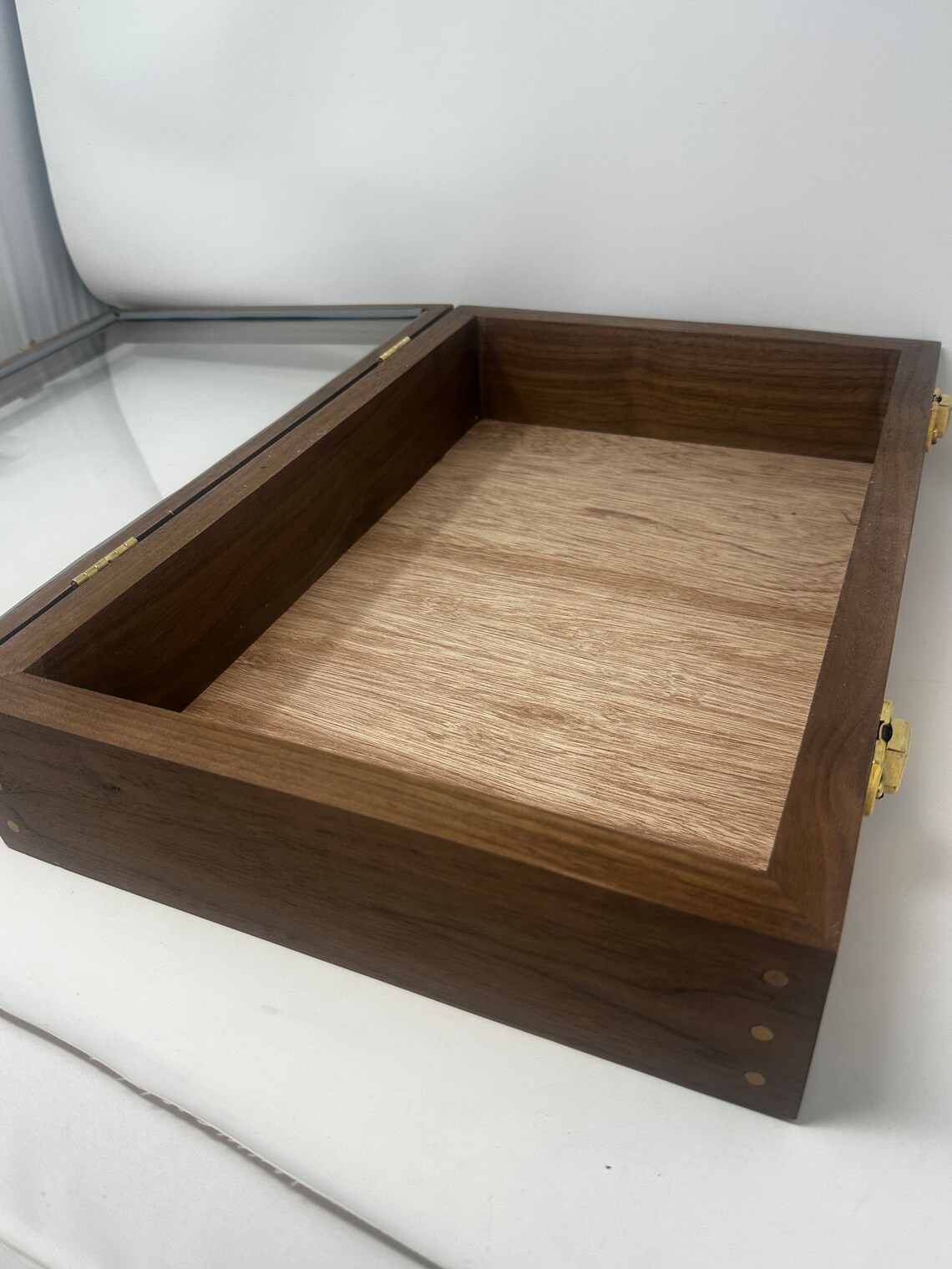 Walnut Wood Display Case 18 X 12 X 4” Extra Thick for Arrowheads Knives ...
