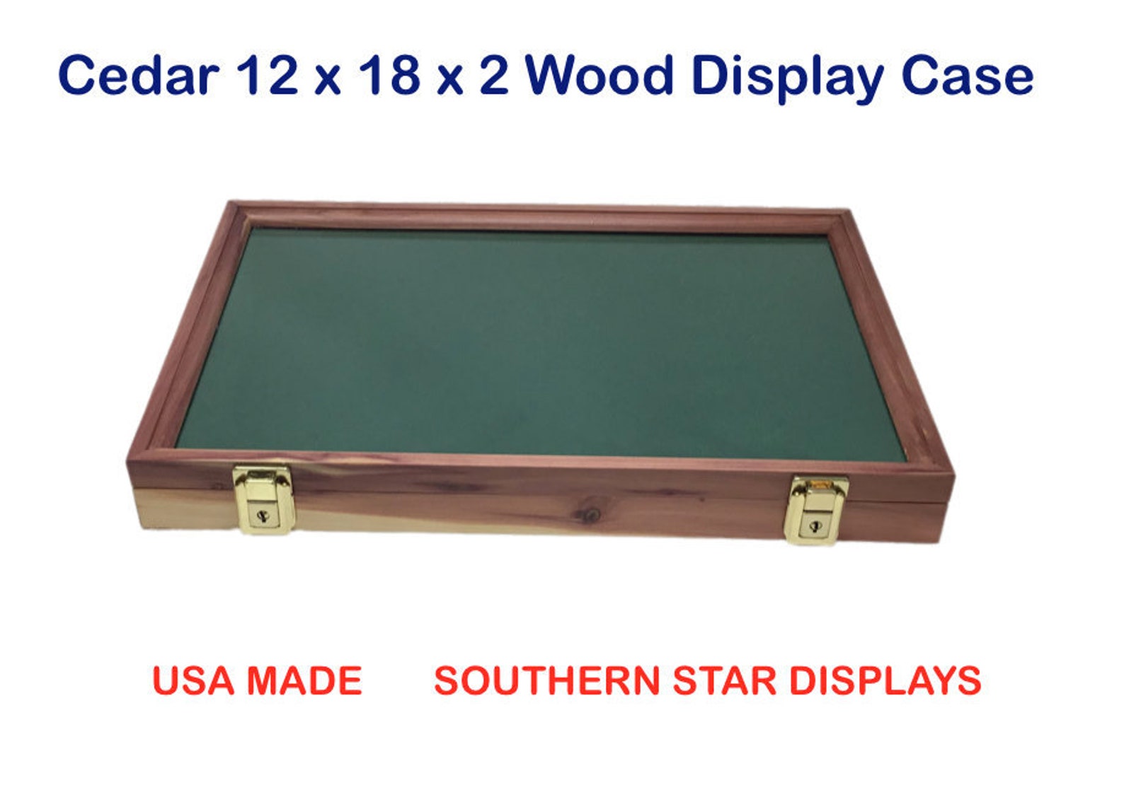 Southern Star Displays Cedar Wood Display Case – 12x12x2 For Arrowheads, Knives, Collectibles