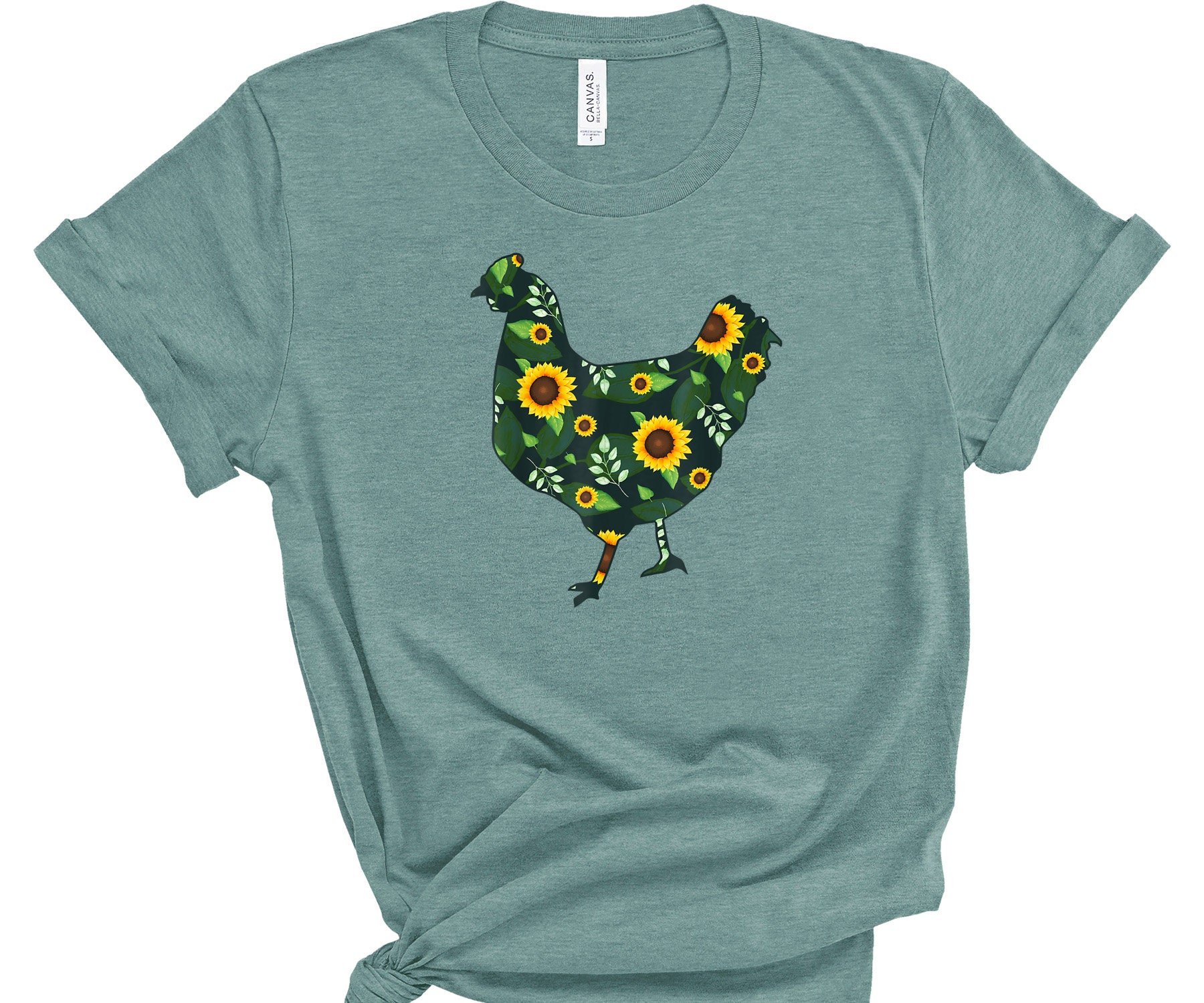 Sunflower Chicken Funny Women's Shirt Chicken Lady Chicken - Etsy