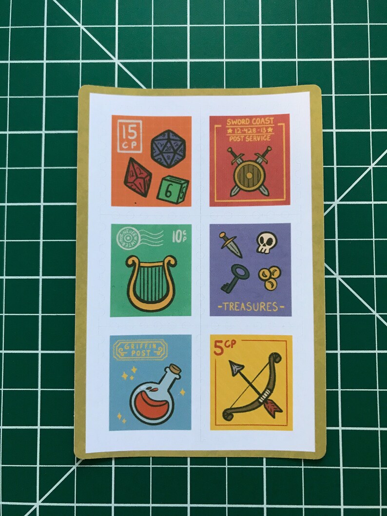 Fantasy Stamp Stickers Stamp Cut Sticker Sheet Dnd Stamps Etsy