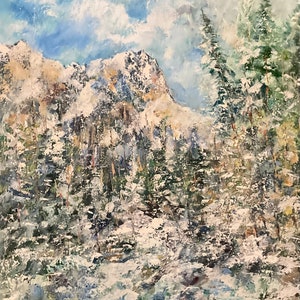 Jagged Mountain Peaks Original Hand Painting, Beautiful Rocky Mountains, Original Hand Painted, Oil Painting on Stretched Canvas, Landscapes