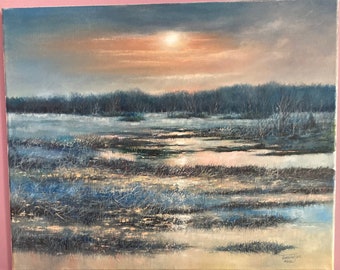 Sunset in Snowy Field