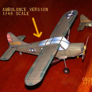 Stinson L-5 Paper Model 1/48 scale WWII aircraft model - digital PDF to print