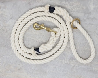 Cotton Rope Leash - Hand-Spliced Natural