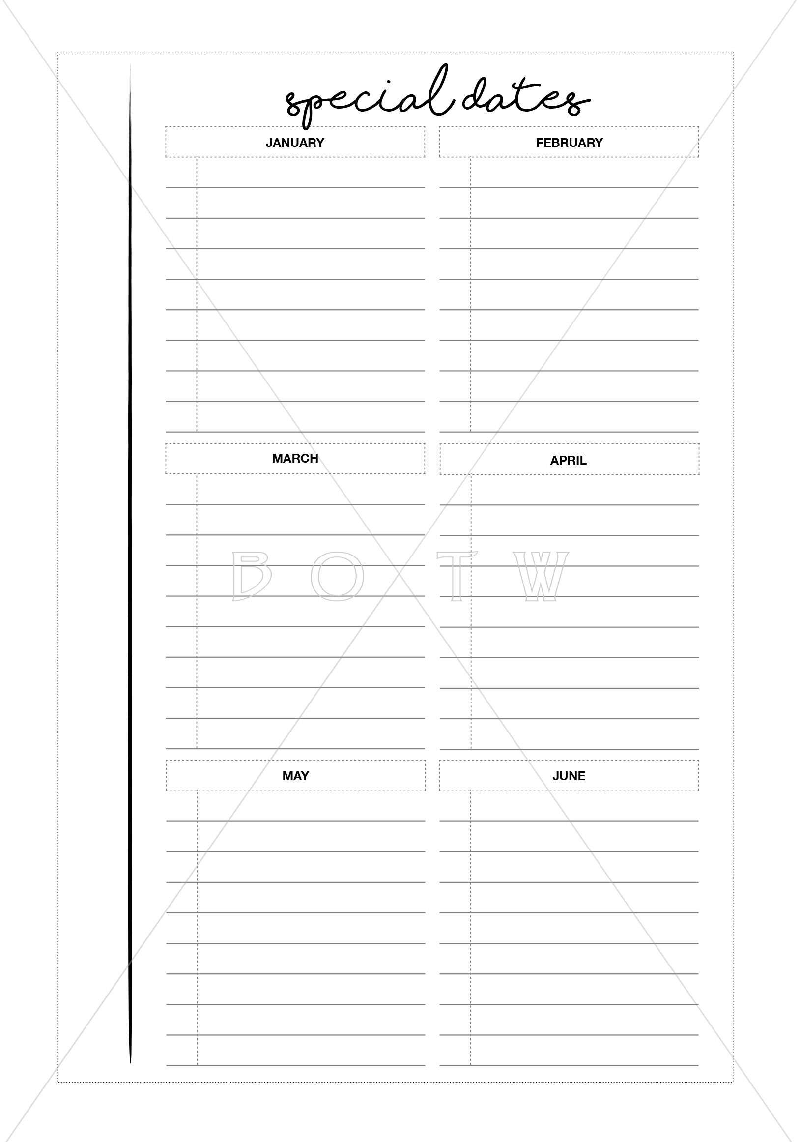 Special Dates Printable Sized to fit a Mini Happy Planner and | Etsy