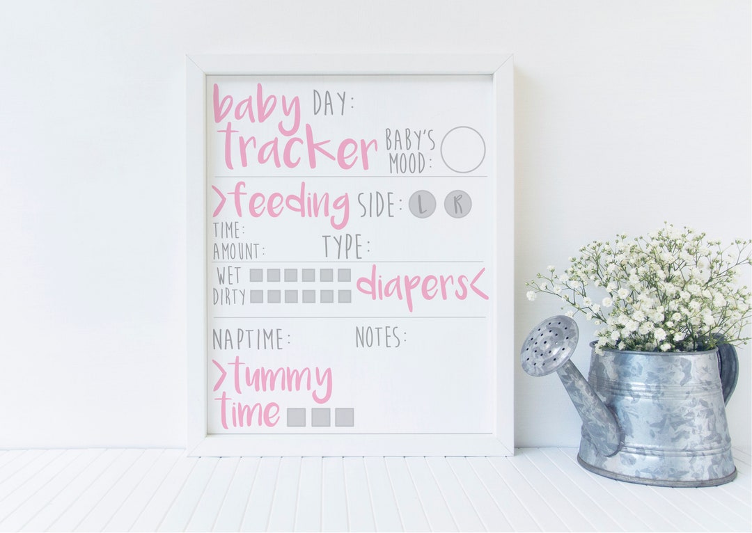 Instant Download 8x10 Printable Dryerase Pink Nursery Baby Tracker