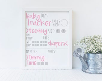 Instant Download 8x10 Printable Dry-Erase Pink Nursery Baby Tracker (Includes 2 Versions!)