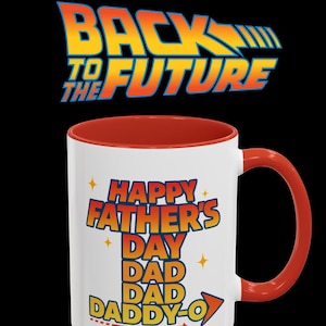 Kaffemugg, inspirerad av Tillbaka till framtiden, pappapresent, accentmugg, Marty pratar med pappa, Glad fars dag, 315 ml, 450 ml