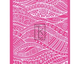 Serigrafía de arcilla polimérica Zen Waves Doodle Imprint Pattern, Tonja's Treasures Silkscreen, Polymer Artist Gift