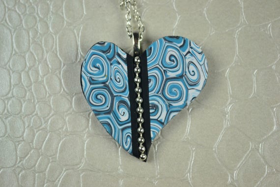 polymer clay heart pendant