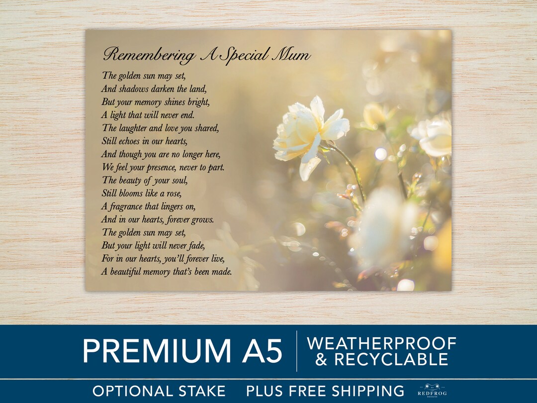 Mum Memorial Grave Card Mum in Heaven Birthday Memorial Card Funeral