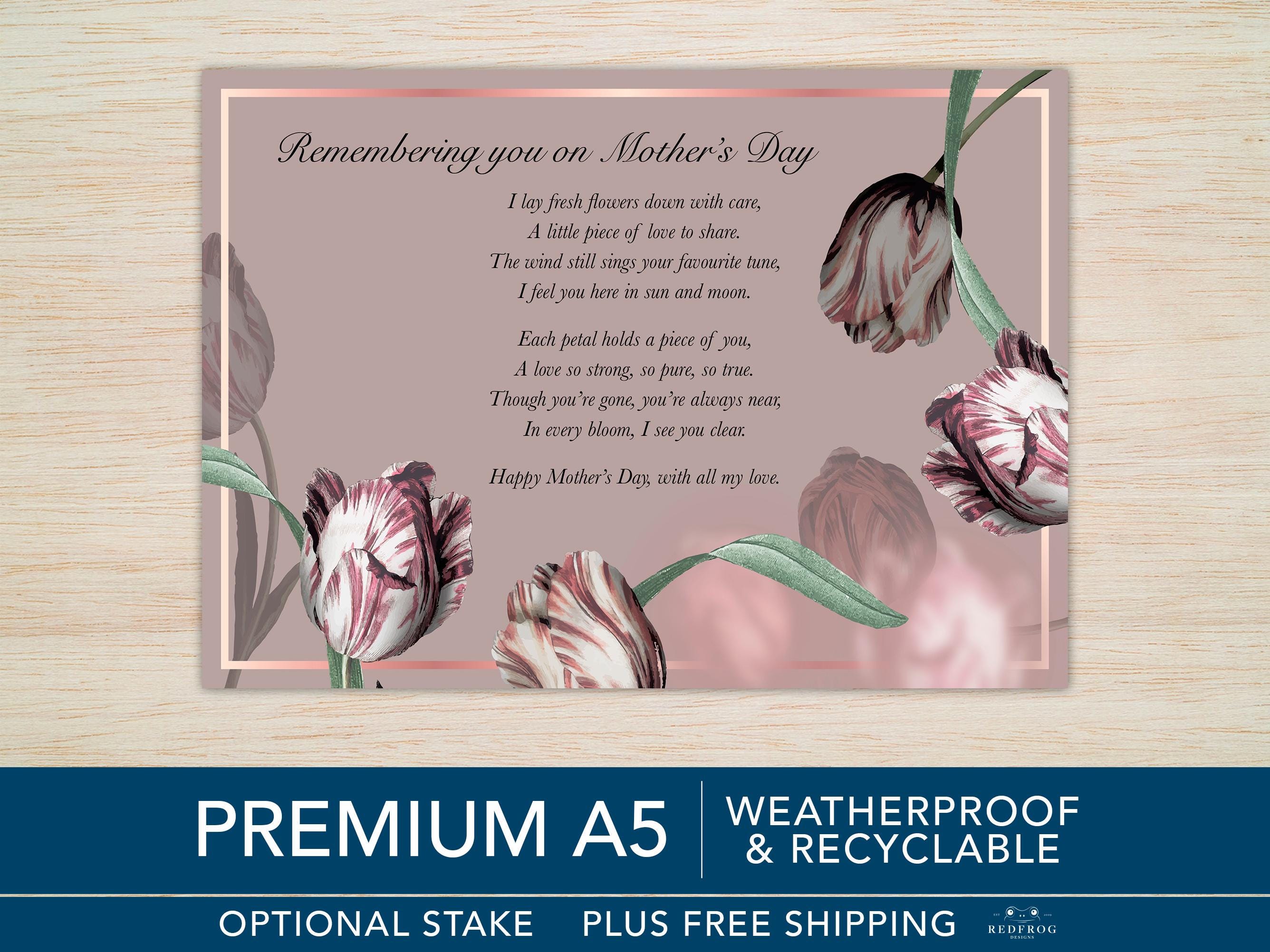 Mum Mothers Day Memorial Grave Card Mum Memorial Card Mother's Day A5 ...