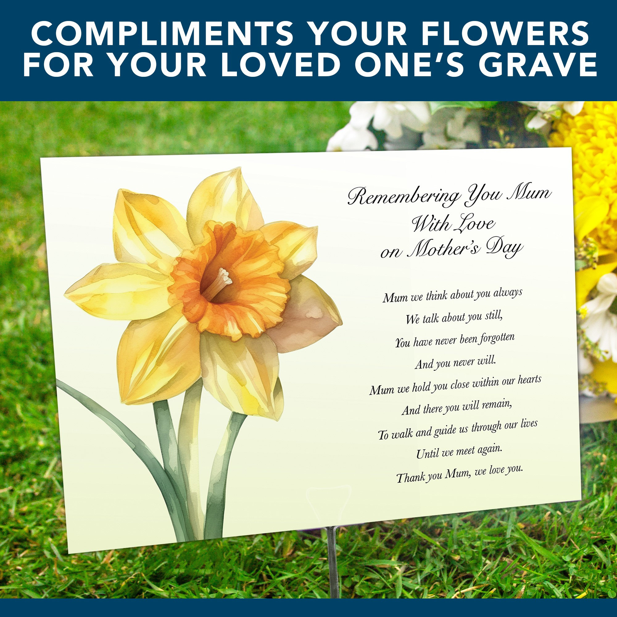 Mum Mothers Day Memorial Grave Card With Optional Stake Large A5 Size ...