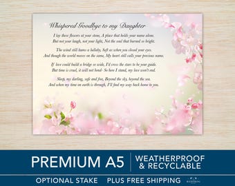 Daughter Memorial Card for Grave | Birthday or Funeral Tribute | Daughter in Heaven Poem Card | Eco Weatherproof Graveside Gift