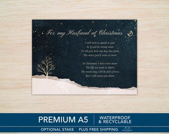 Husband Graveside Christmas Memorial Card – Waterproof A5 with Optional Stake