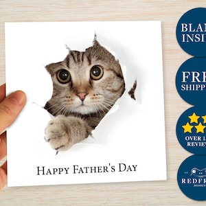 Tabby Cat Fathers Day Card Cat Fathers Day Card Kitten From the cat on Fathers day Cat Dad suit Dad Daddy Father Grandad Husband Partner