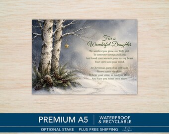 Daughter Christmas Memorial Grave Card – Waterproof A5 with Optional Stake