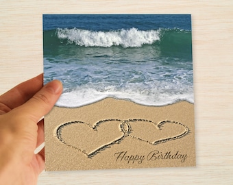 Beach Birthday Card Beach Love Hearts suit Husband Wife Partner Boyfriend Girlfriend Fiancée Fiancé The One I Love Seaside Card Coast Ocean