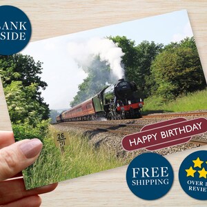 Train Birthday Card Flying Scotsman Steam Train Engine Locomotive Ideal for Dad Grandad Husband Card Son Male Him Nephew Brother Uncle Men image 1