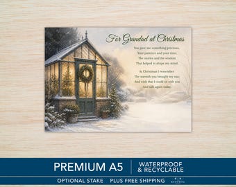 Grandad Christmas Memorial Grave Card – Waterproof A5 with Optional Stake