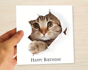 Tabby Cat Birthday Card Cat Kitten Happy Birthday Cat Card for Cat Mum Daughter Sister Niece Nan Wife Partner Girlfriend Friend her kids