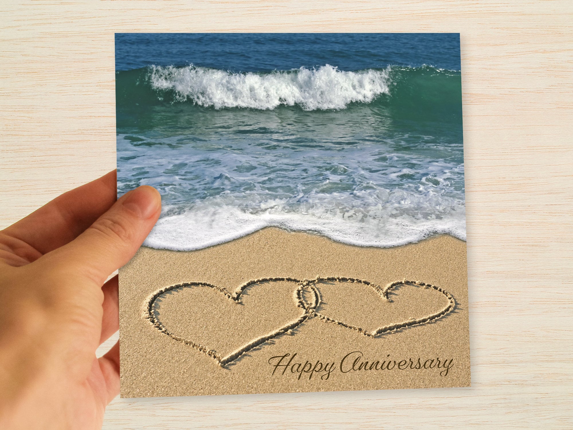 Beach Anniversary Card Beach Wedding Anniversary Card Seaside Hearts Suit Husband Wife Son Daughter Friend Brother Sister Grandson Niece