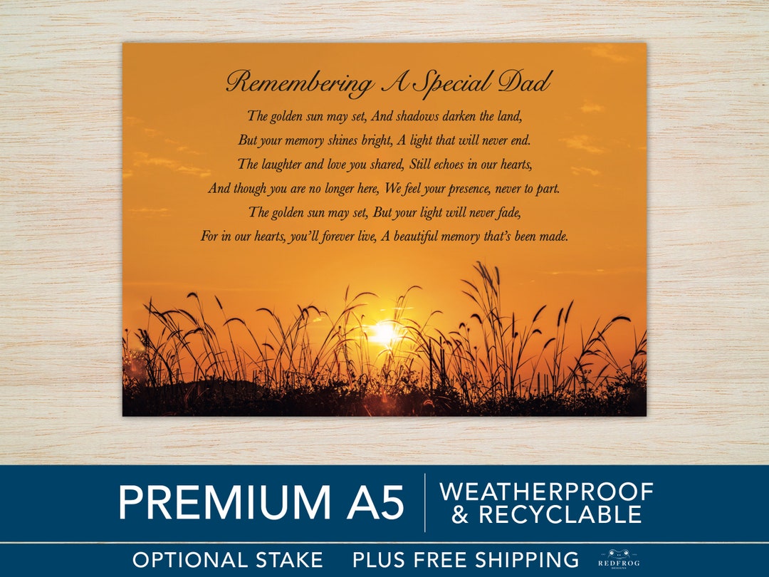 Remembering Dad Memorial Grave Card Funeral Tribute Dad in Heaven