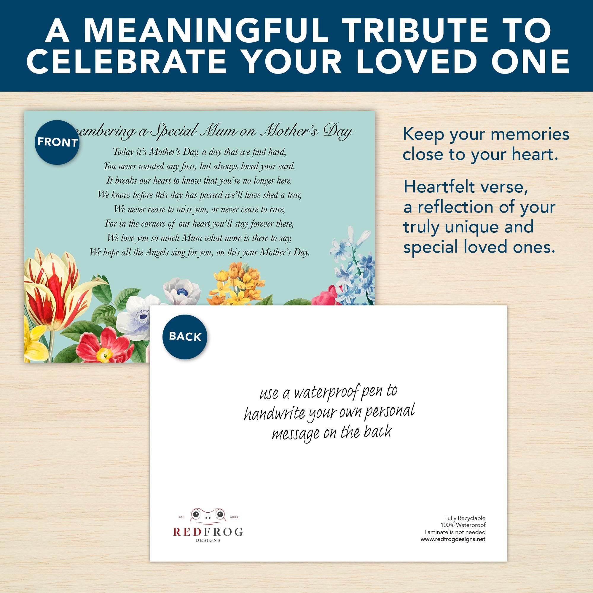 Mum Mothers Day Memorial Grave Card Mum Mother's Day Memorial Card With ...