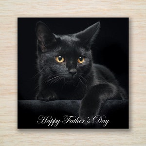 Black Cat Fathers Day Card Dad Father's Day Card Black Cat From the Cat on Fathers Day Cat Dad suit Grandad Daddy Husband Partner Father