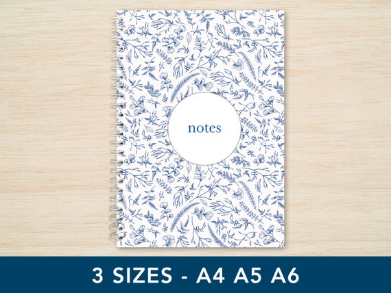 Blue Foliage Spiral Notebook A4 A5 A6 Plain Lined paper Soft cover Wire Bound A4 Spiral Notebook A5 Spiral Notebook A6 Spiral notebook