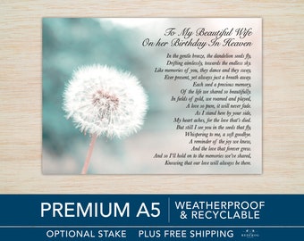 Dad Memorial Birthday Card Heavenly Grave Card Graveside Marker Waterproof Eco | UK