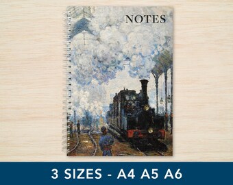 Steam Train Spiral Notebook  A4, A5, A6 Sizes, Lined or Plain Paper (UK Maker)