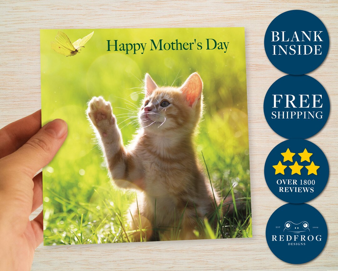 Ginger Cat Mothers Day Card Kitten Mother's Day Card Cat Suit Mum Mummy ...
