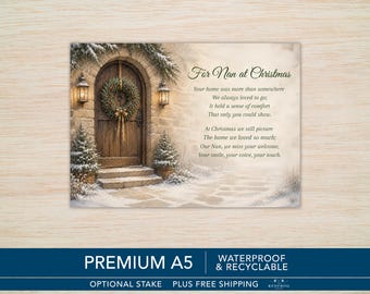 Nan Christmas Memorial Grave Card – Waterproof A5 Graveside Card with Optional Stake
