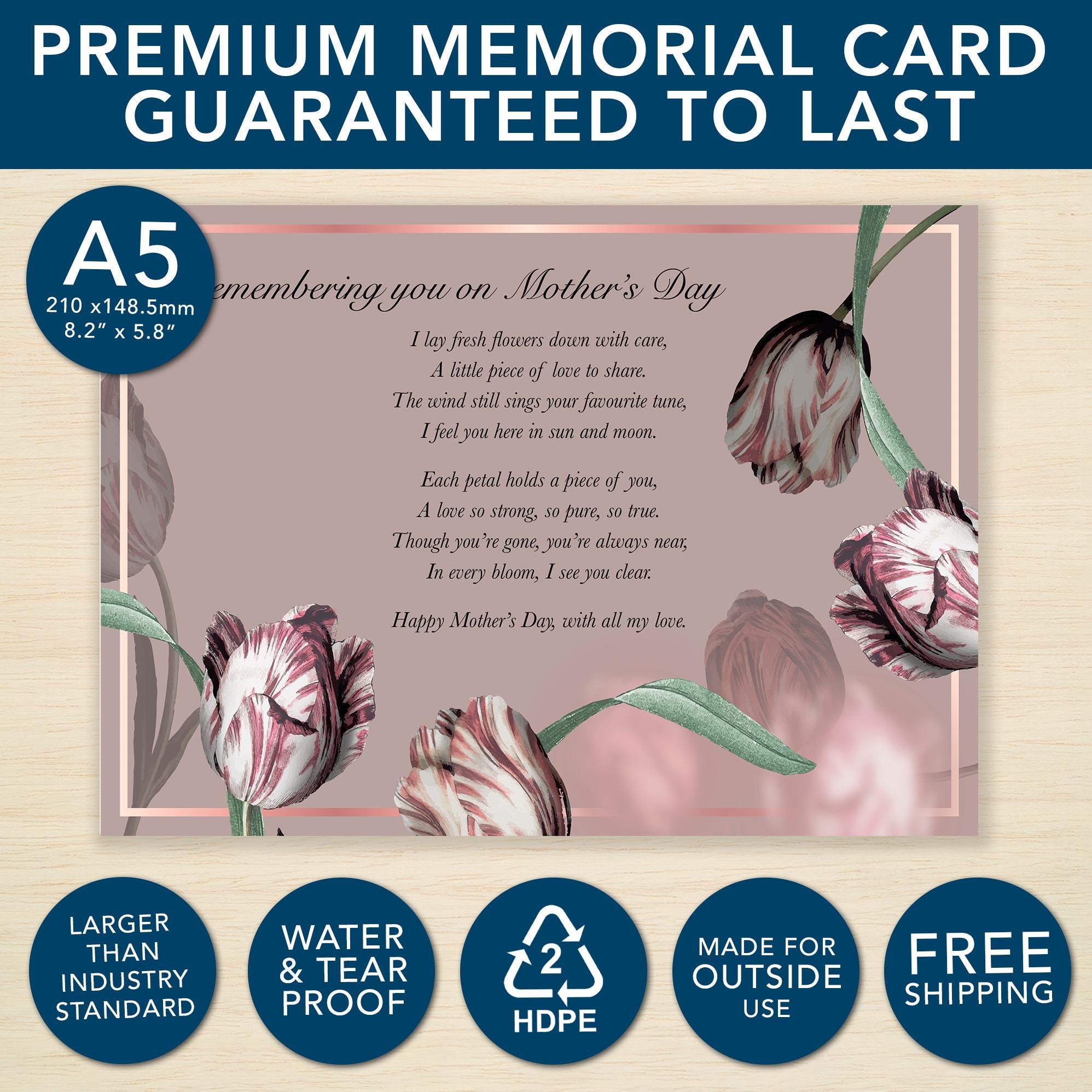 Mum Mothers Day Memorial Grave Card Mum Memorial Card Mother's Day A5 ...
