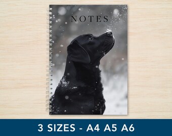 Black Labrador Spiral Notebook: A4, A5, A6 Sizes, Lined or Plain Paper (Handmade)