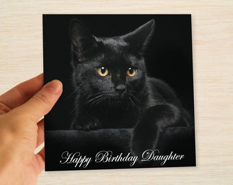 Daughter Black Cat Birthday Cards Perfect for Cat Lovers Birthday card cat daughter Blank Inside - Free postage