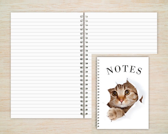 Tabby Cat Spiral Notebook A4 A5 A6 Notepad Plain or Lined Paper Handmade  Soft Cover Cat Notebook Wired Journal Cat Gift for Cat Lovers UK 