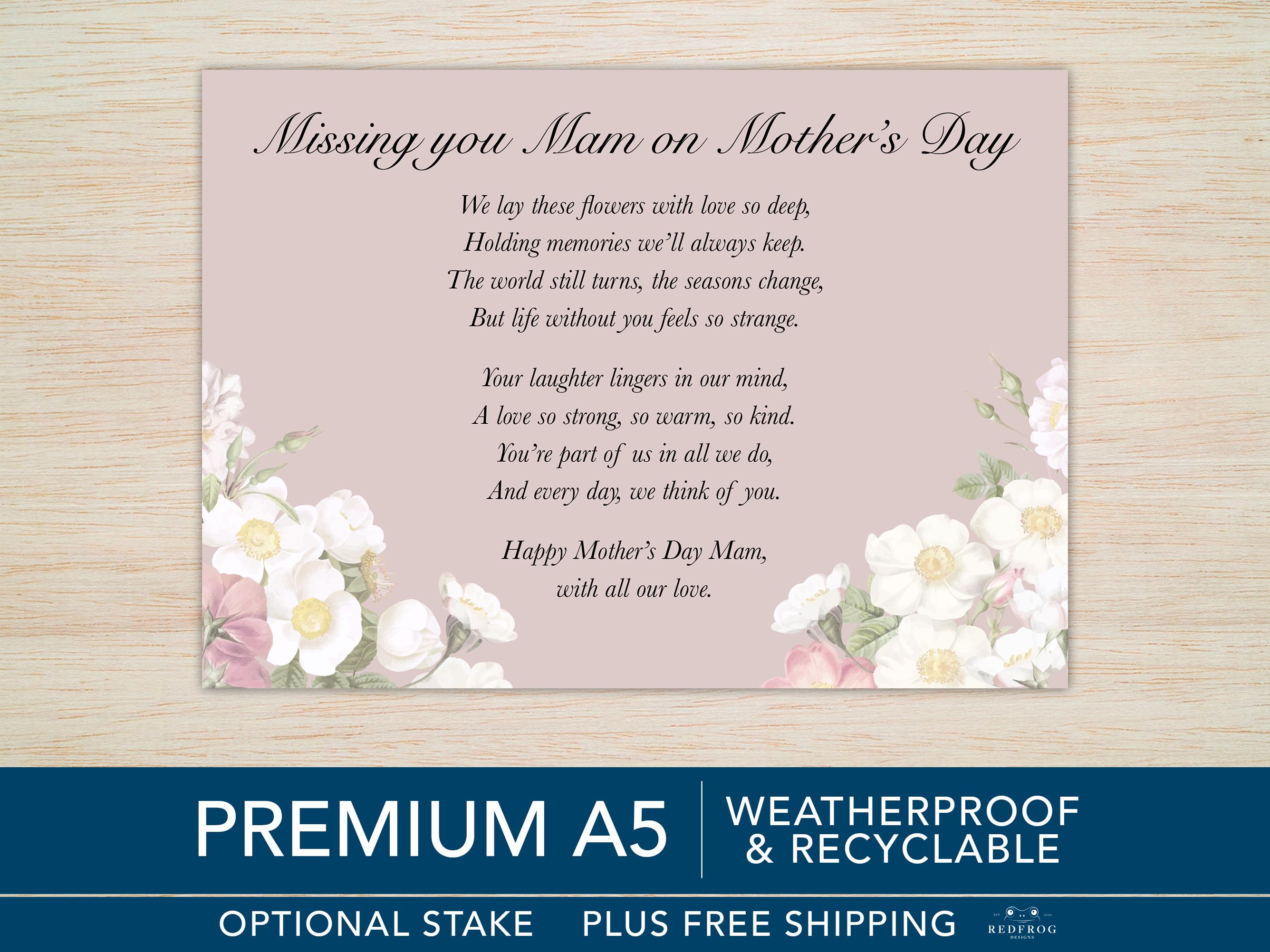 MAM Mothers Day Memorial Card Mam Mothers Day Memorial Grave Card Mam ...