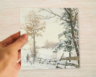 Shooting Christmas Card – Hunter and Spaniel, Vintage Country Art