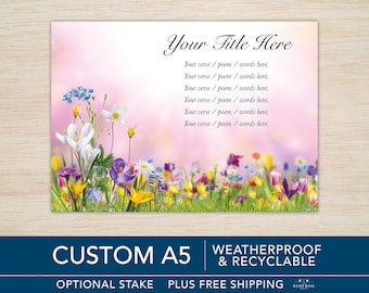 PERSONALISED Memorial Grave Card Your Poem Printed Custom Memorial Card Graveside Card A5 Eco friendly Waterproof Funeral Tribute UK