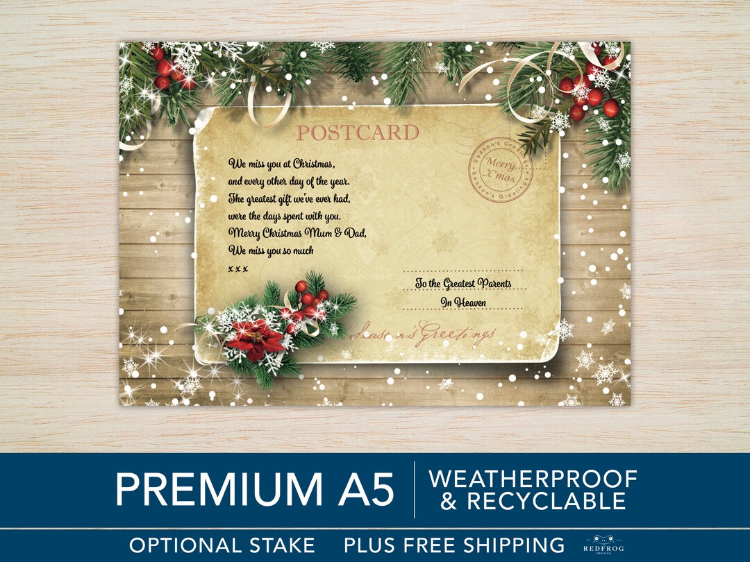 Mum and Dad Christmas Memorial Grave Card Mum Dad Memorial