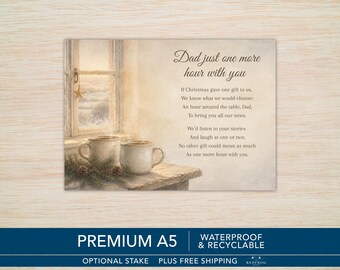 Dad Christmas Memorial Grave Card – Waterproof A5 with Optional Stake
